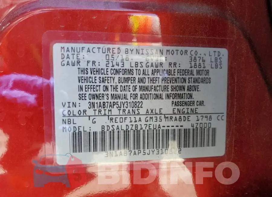 3N1AB7AP5JY310822 Photo# 12