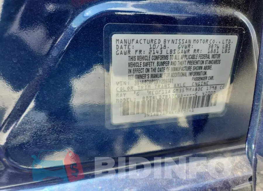 3N1AB7APXKY259741 Photo# 12