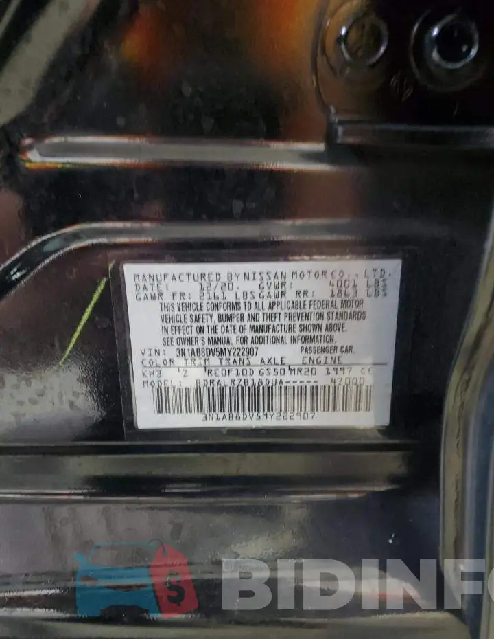 3N1AB8DV5MY222907 Photo# 12