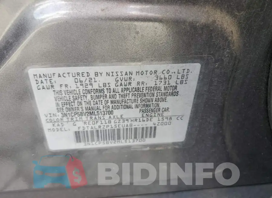3N1CP5BV2ML513700 Photo# 13