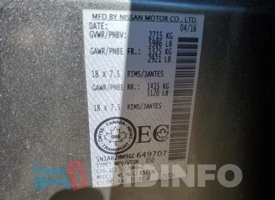 5N1AR2MM9GC649707 Photo# 14