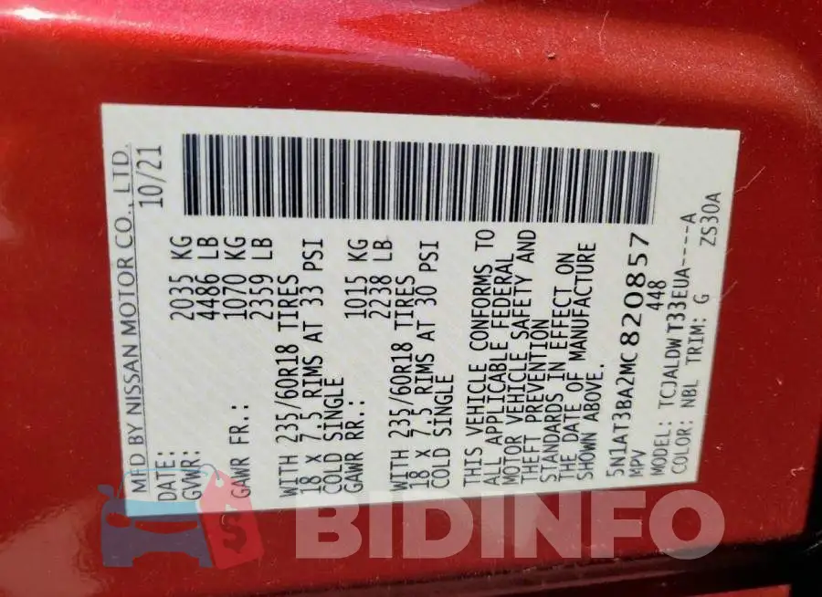 5N1AT3BA2MC820857 Photo# 13
