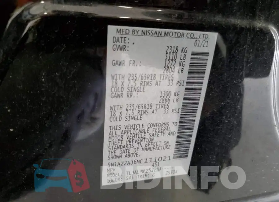 5N1AZ2AJ6MC111021 Photo# 13
