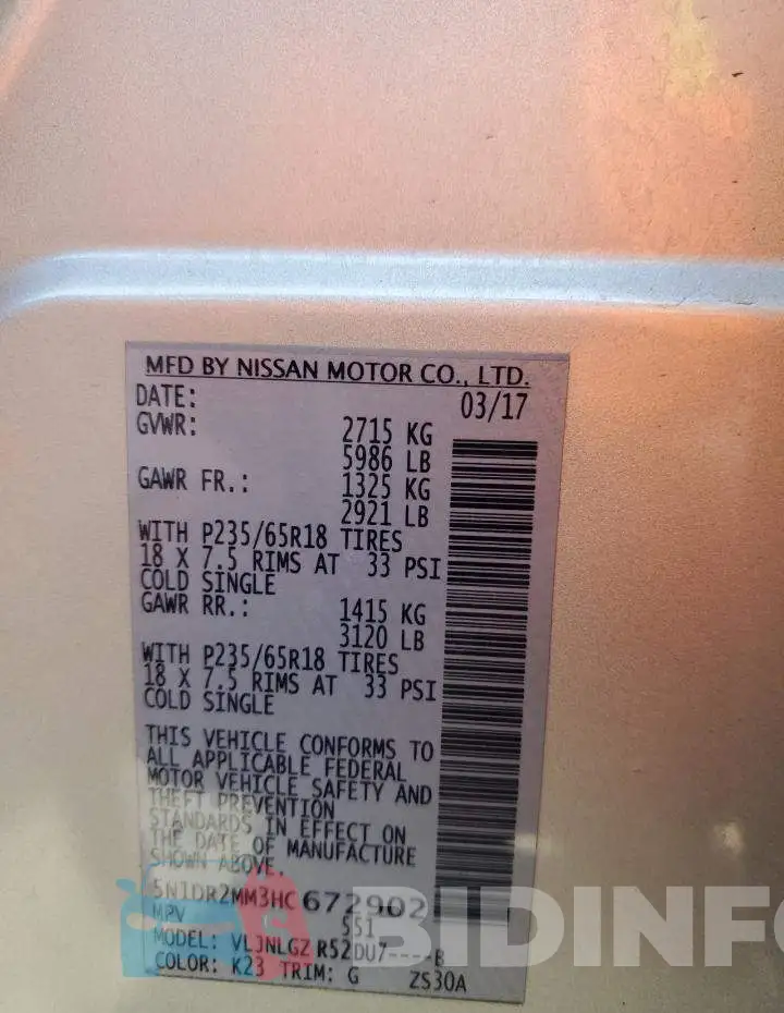5N1DR2MM3HC672902 Photo# 13