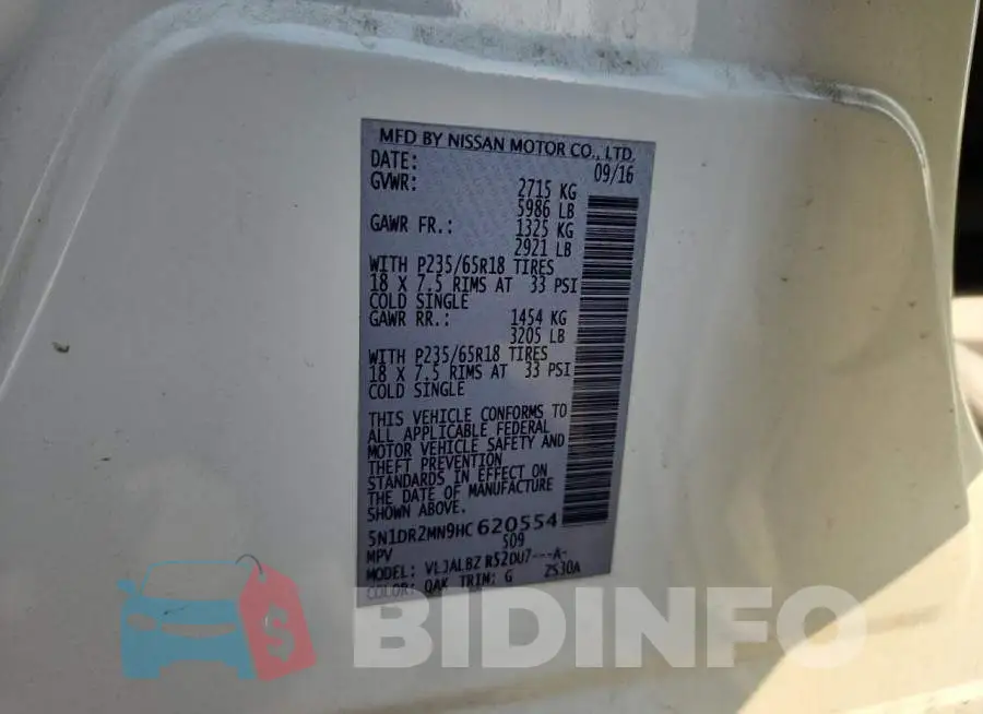 5N1DR2MN9HC620554 Photo# 13