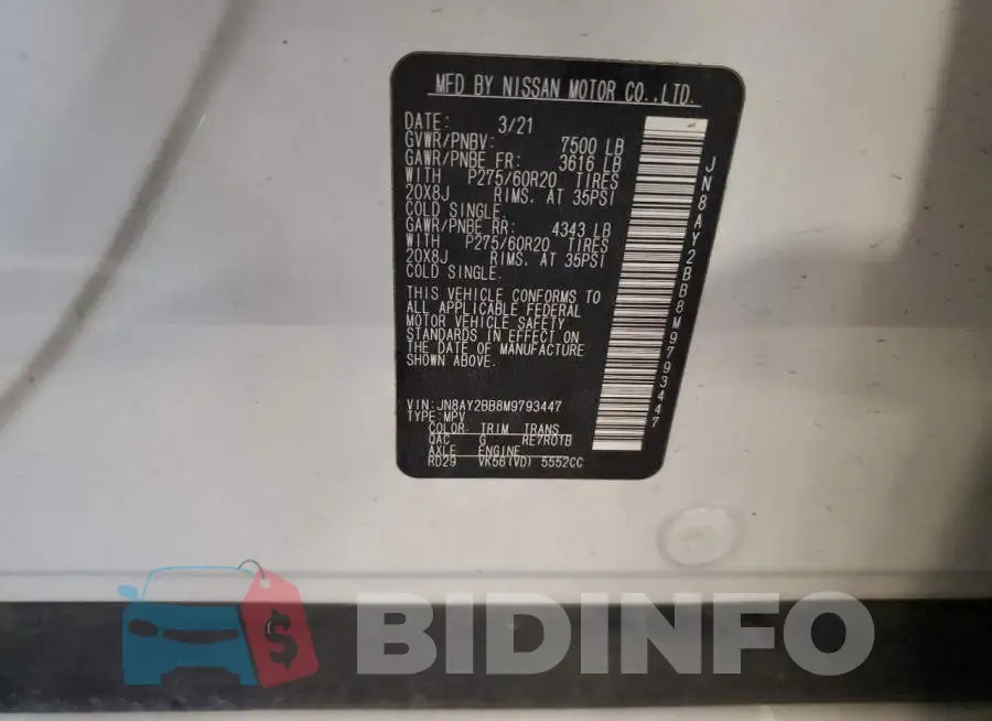 JN8AY2BB8M9793447 Photo# 13