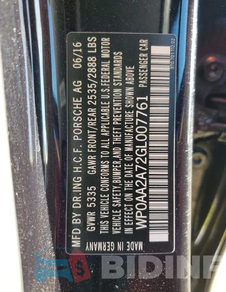 WP0AA2A72GL007761 Photo# 12