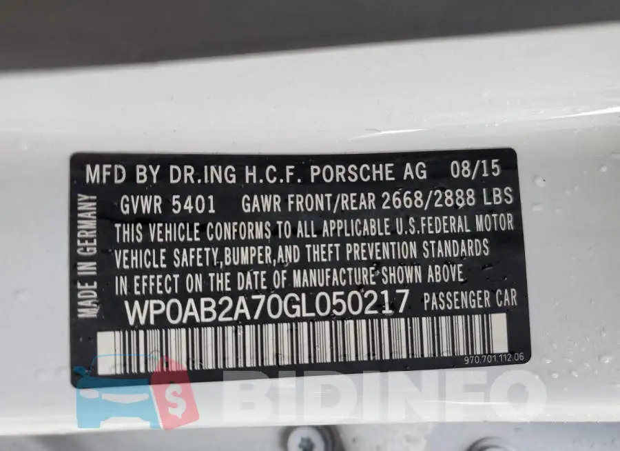 WP0AB2A70GL050217 Photo# 13