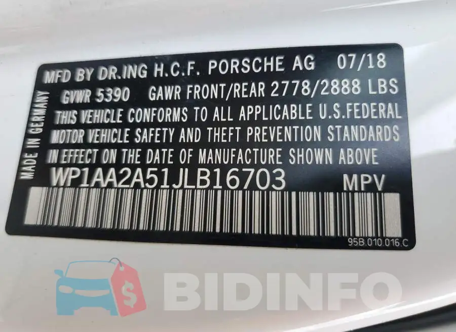 WP1AA2A51JLB16703 Photo# 13