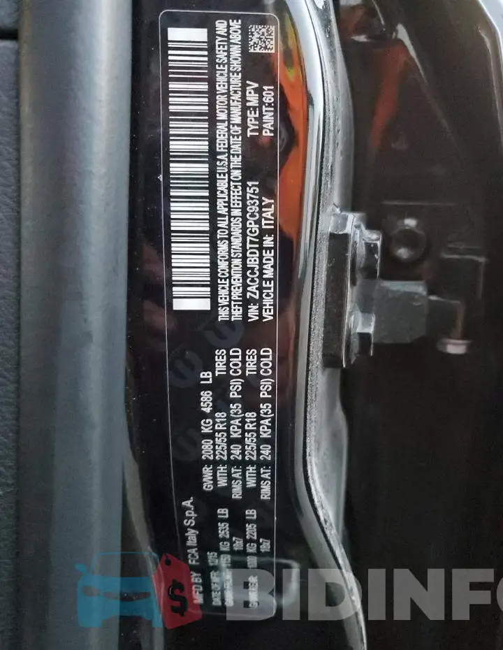 ZACCJBDT7GPC93751 Photo# 12