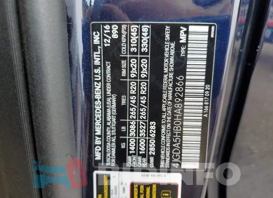 4JGDA5HB0HA892866 Photo# 13