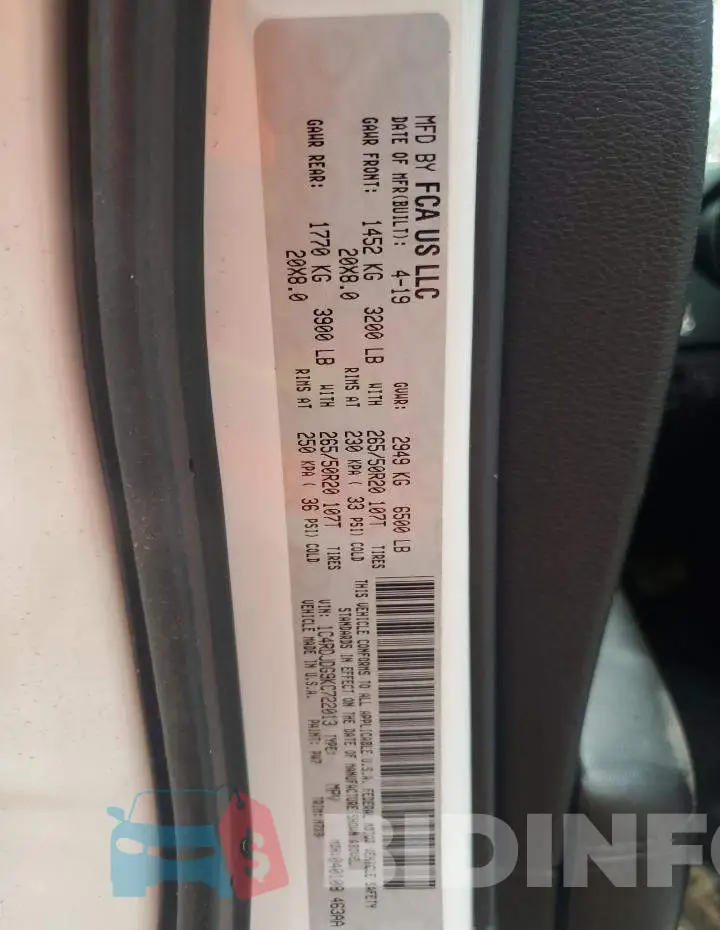 1C4RDJDG9KC722013 Photo# 13