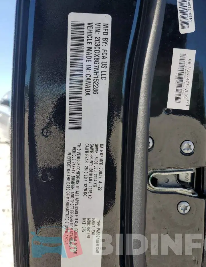 2C3CDXBG7NH152286 Photo# 12