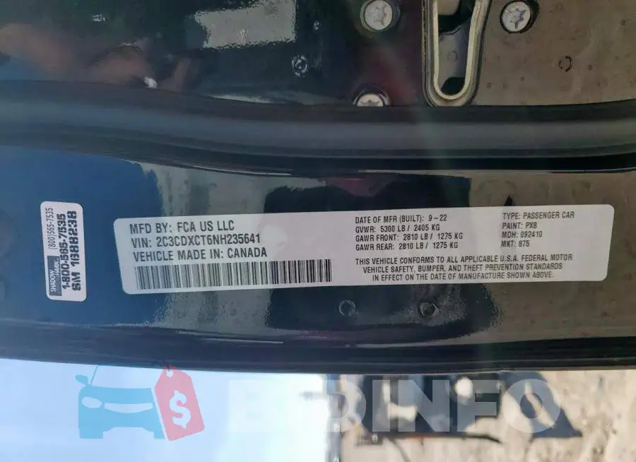 2C3CDXCT6NH235641 Photo# 12