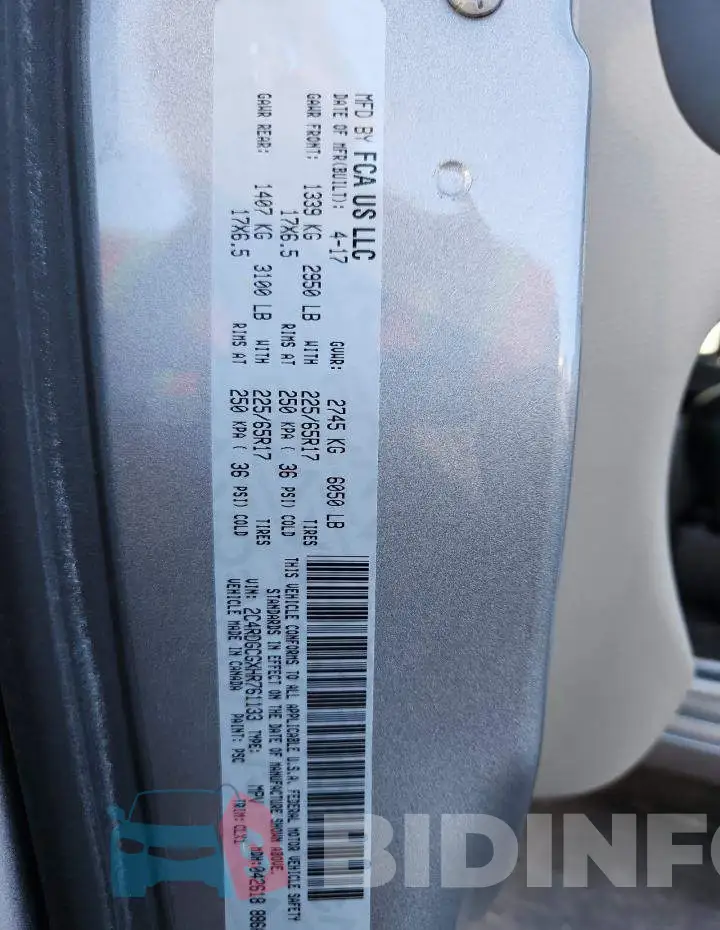 2C4RDGCGXHR761133 Photo# 13