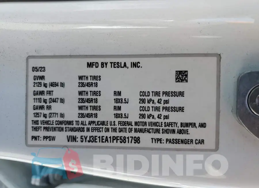 5YJ3E1EA1PF581798 Photo# 13