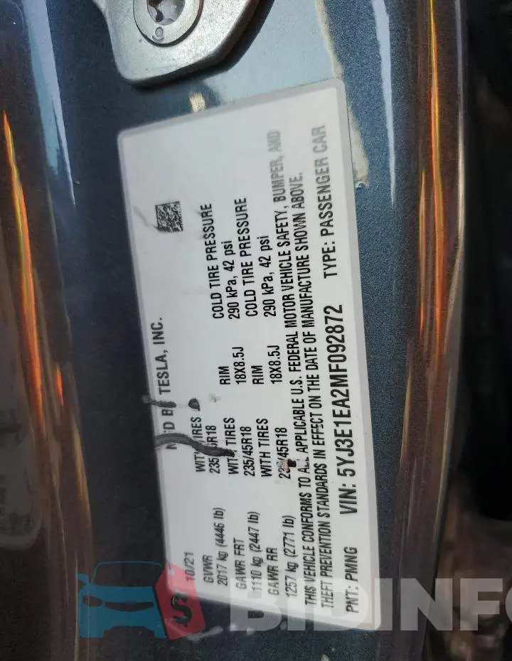 5YJ3E1EA2MF092872 Photo# 12