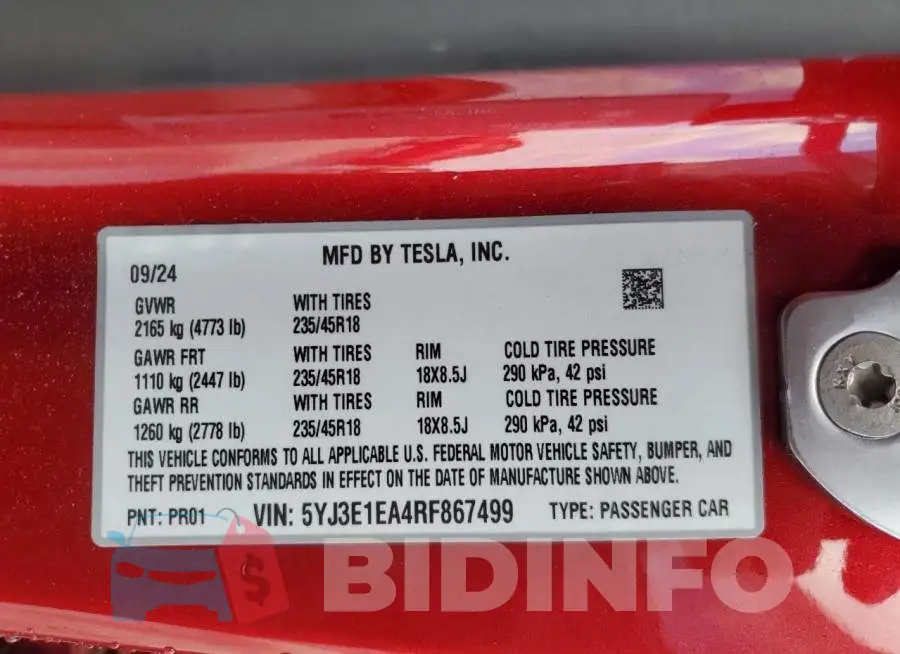 5YJ3E1EA4RF867499 Photo# 12