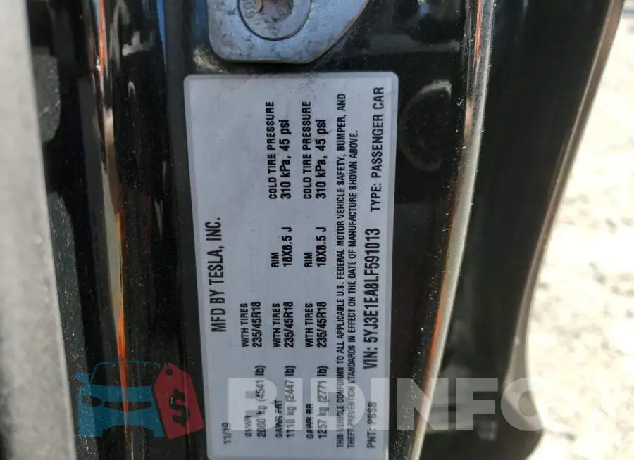 5YJ3E1EA8LF591013 Photo# 12