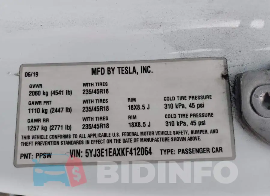 5YJ3E1EAXKF412064 Photo# 12