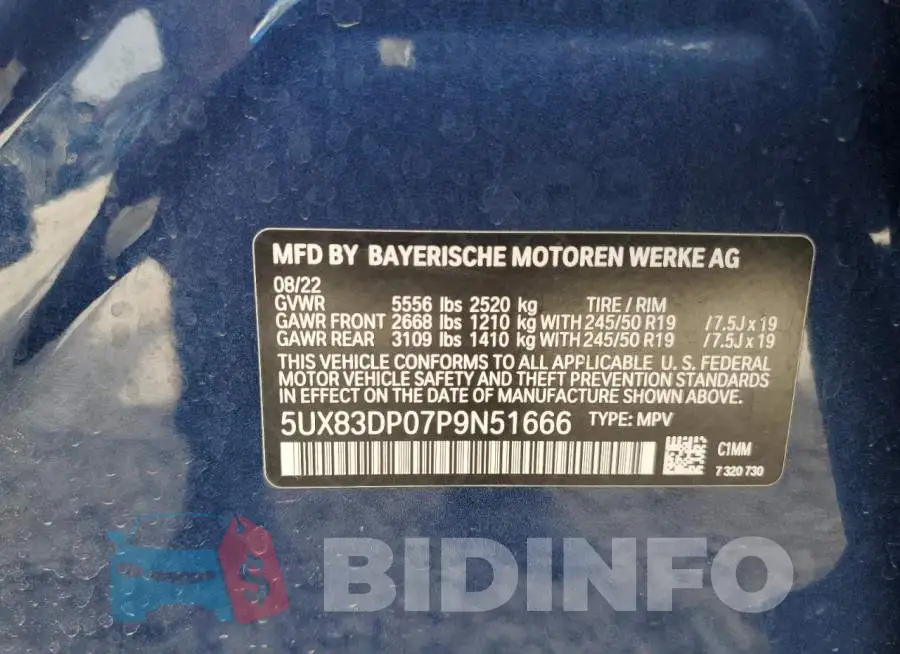 5UX83DP07P9N51666 Photo# 13