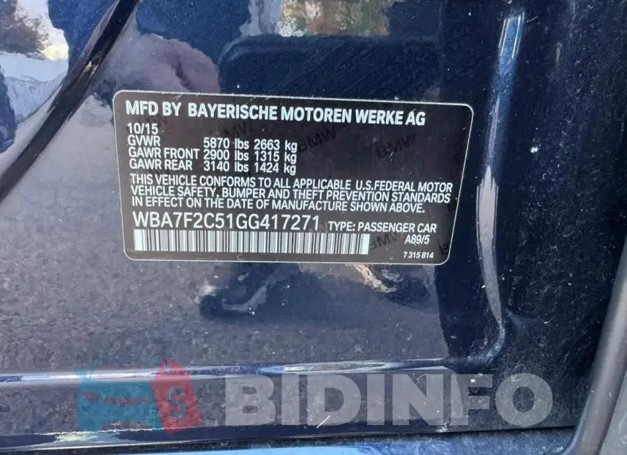 WBA7F2C51GG417271 Photo# 14