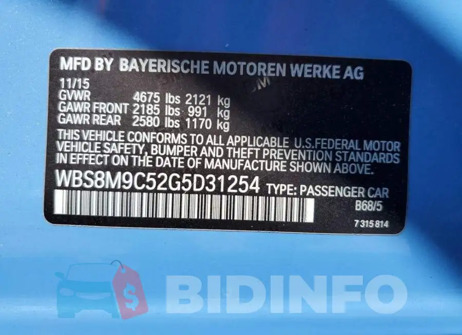 WBS8M9C52G5D31254 Photo# 13