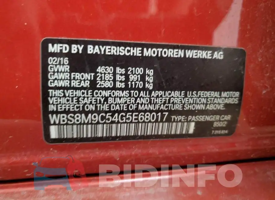 WBS8M9C54G5E68017 Photo# 13
