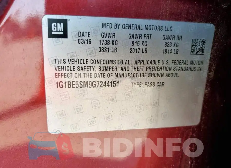 1G1BE5SM9G7244151 Photo# 12