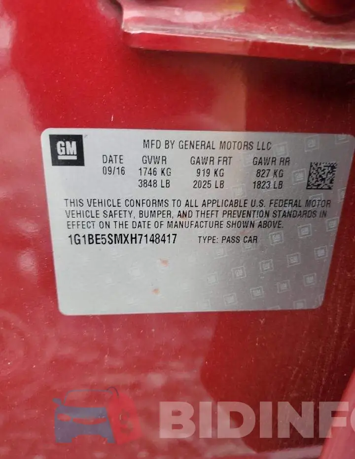 1G1BE5SMXH7148417 Photo# 13