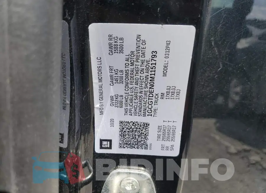 1GCGTDEN0M1151793 Photo# 12