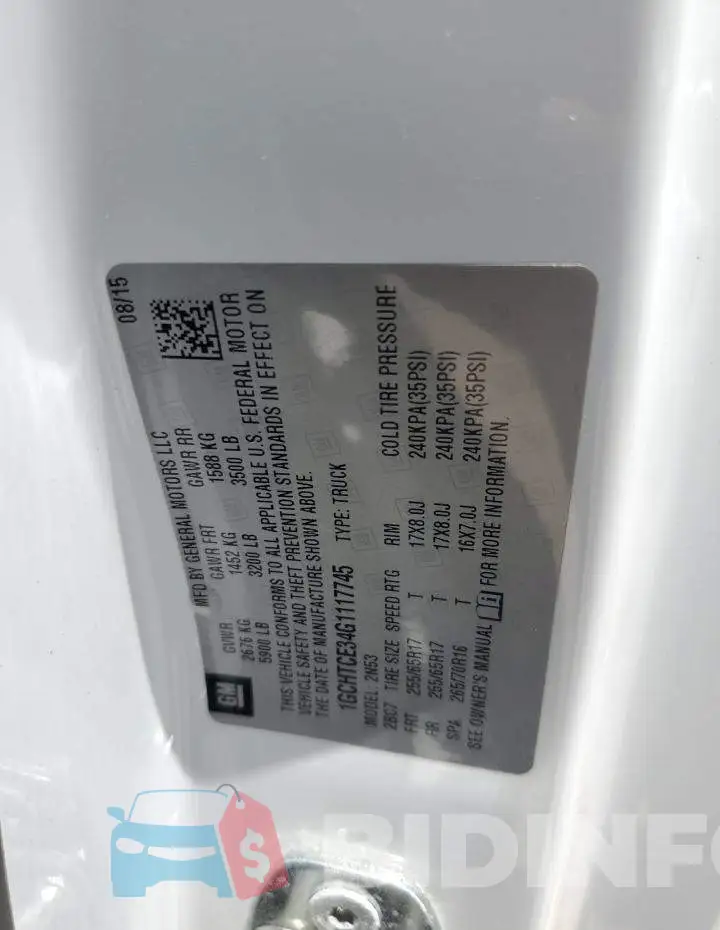 1GCHTCE34G1117745 Photo# 12
