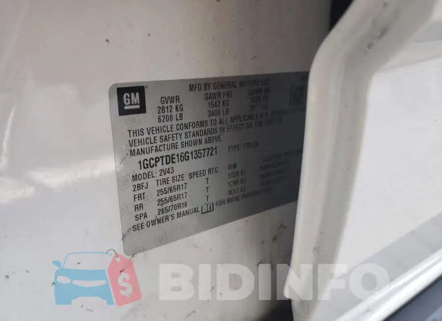 1GCPTDE16G1357721 Photo# 12