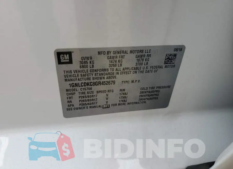 1GNLCDKC8GR452679 Photo# 14