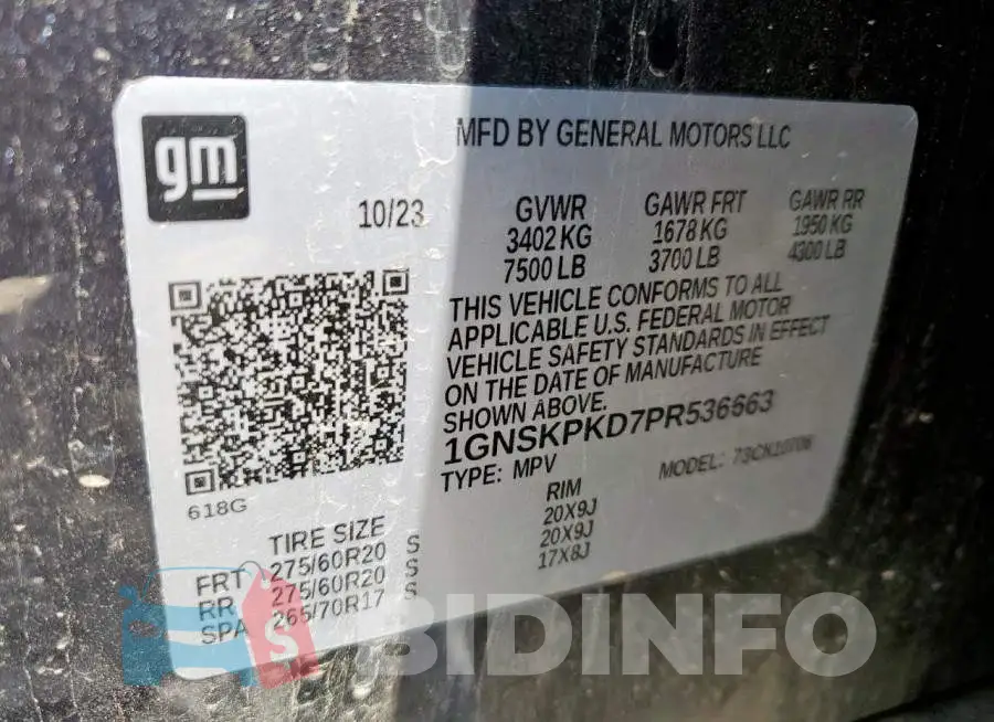 1GNSKPKD7PR536663 Photo# 14