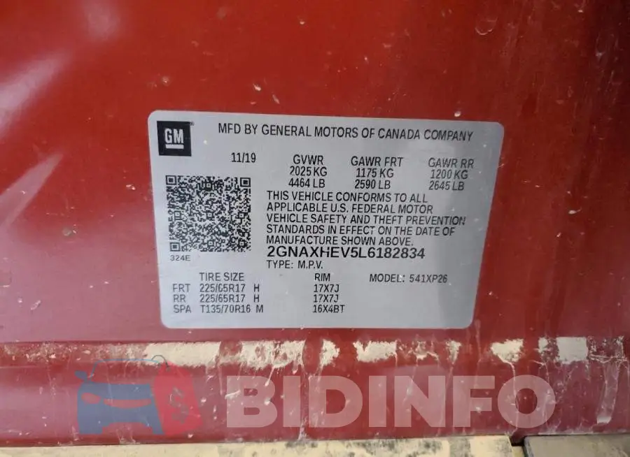 2GNAXHEV5L6182834 Photo# 13