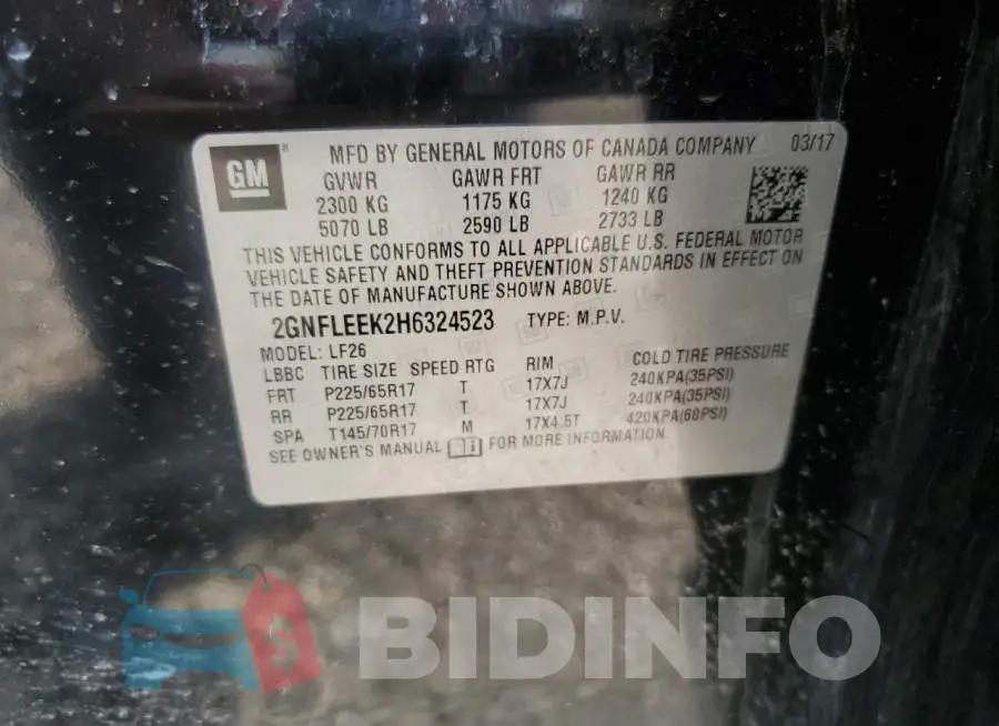 2GNFLEEK2H6324523 Photo# 13