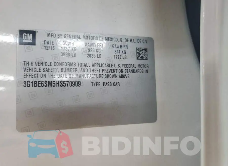 3G1BE6SM5HS570909 Photo# 13