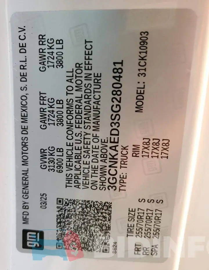 3GCNKAED3SG280481 Photo# 12