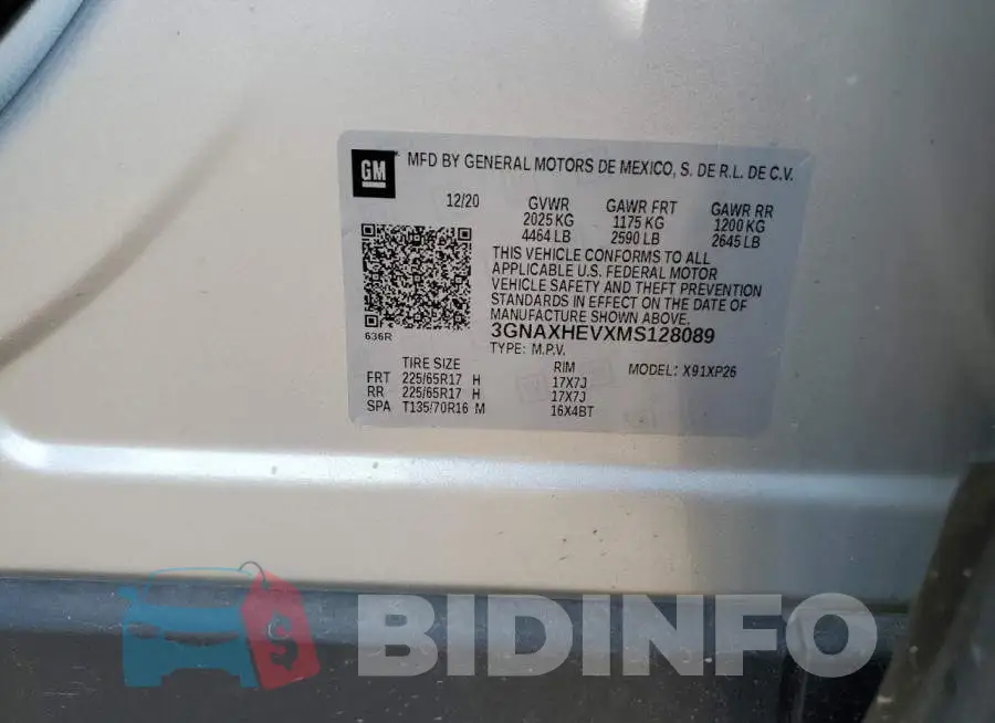 3GNAXHEVXMS128089 Photo# 12