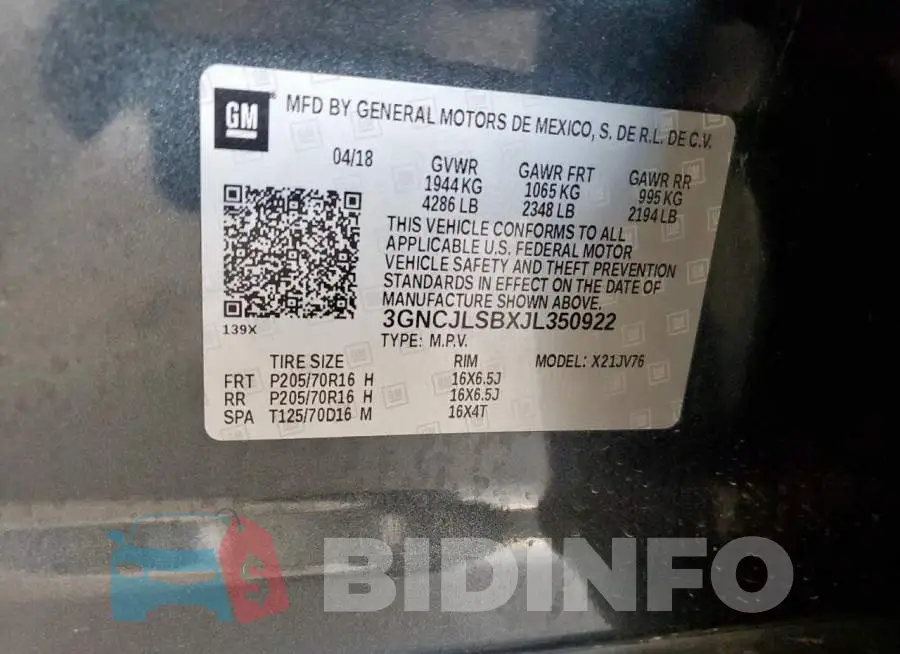 3GNCJLSBXJL350922 Photo# 13