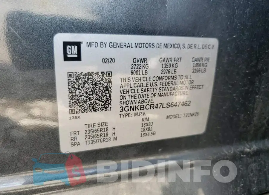 3GNKBCR47LS647462 Photo# 13