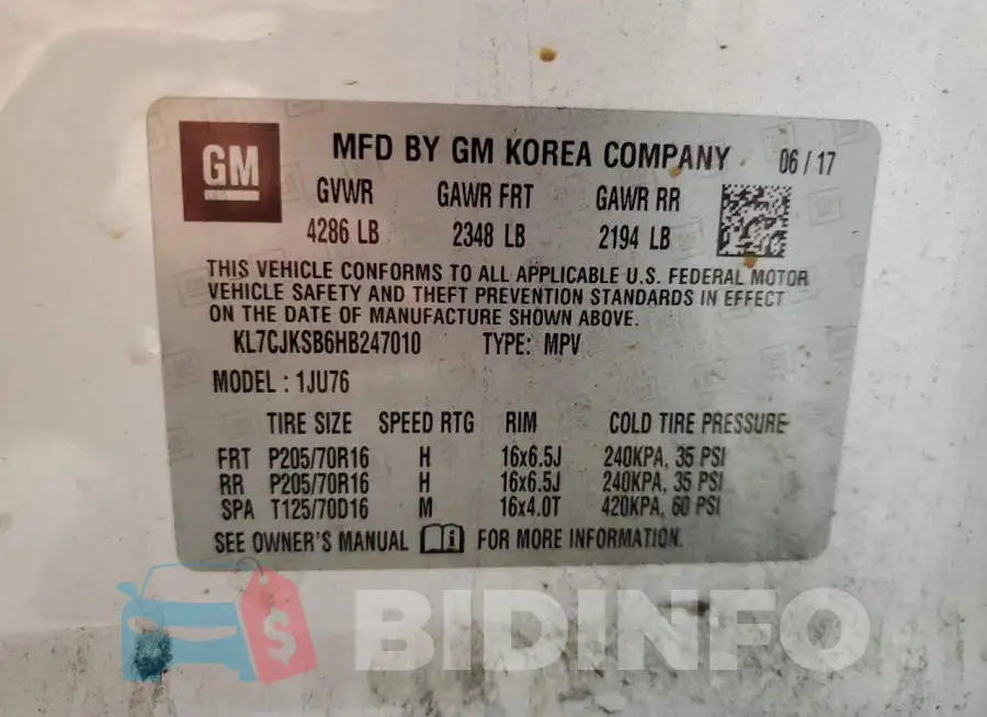 KL7CJKSB6HB247010 Photo# 13