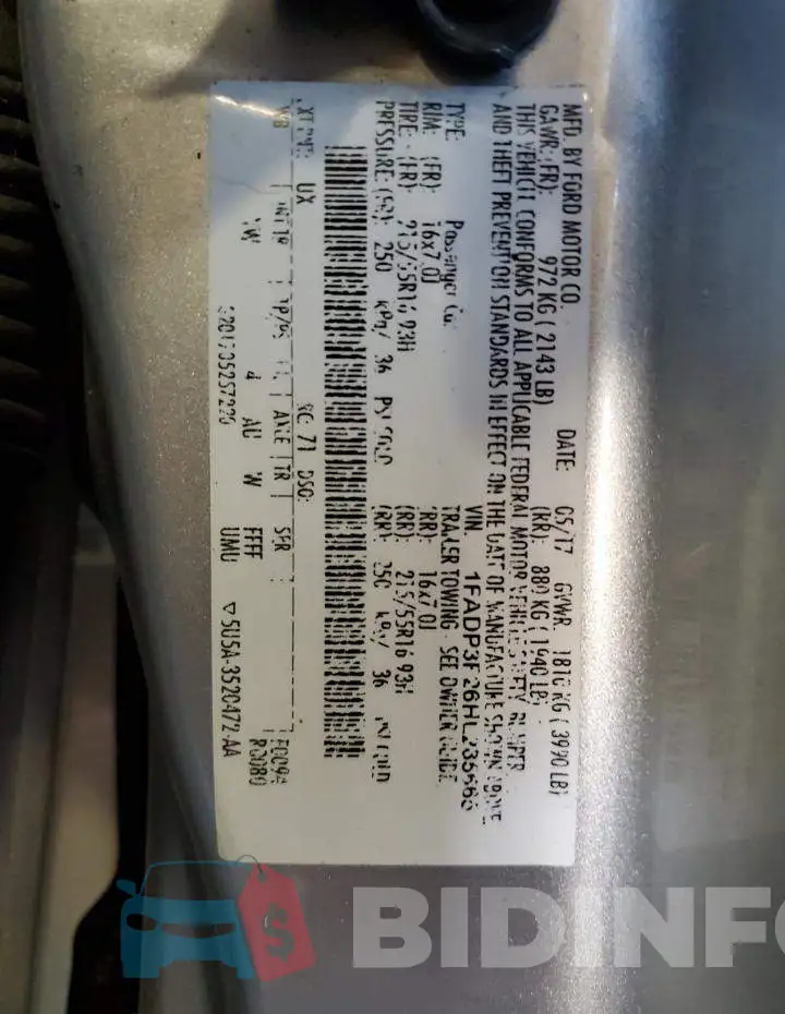 1FADP3F26HL285665 Photo# 13