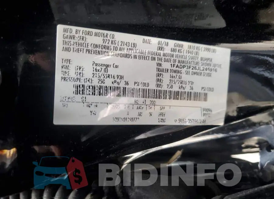 1FADP3F26JL245916 Photo# 12