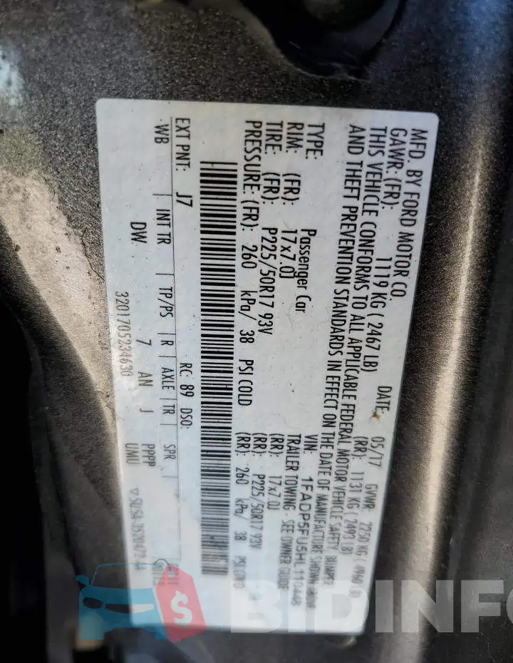 1FADP5FU5HL110448 Photo# 13