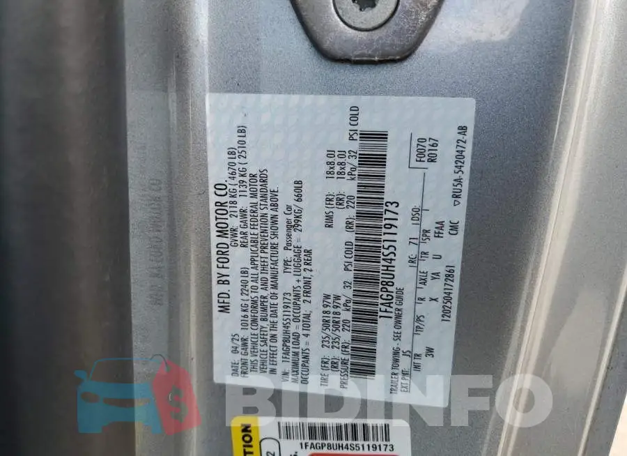 1FAGP8UH4S5119173 Photo# 13