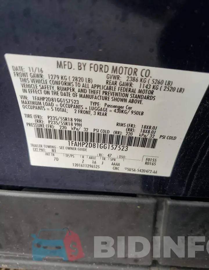 1FAHP2D81GG157523 Photo# 12