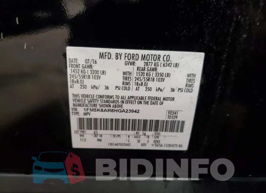 1FM5K8AR8HGA23942 Photo# 13
