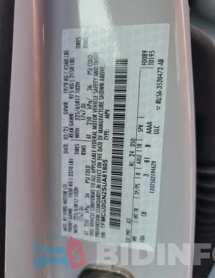 1FMCU0GN2SUA81805 Photo# 14